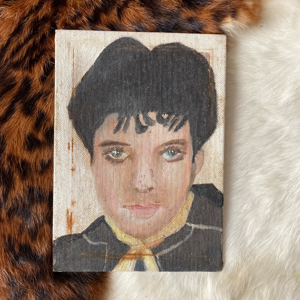 Creepy Elvis Price Hybrid Folk Art Painting on 7 x 5 Canvas